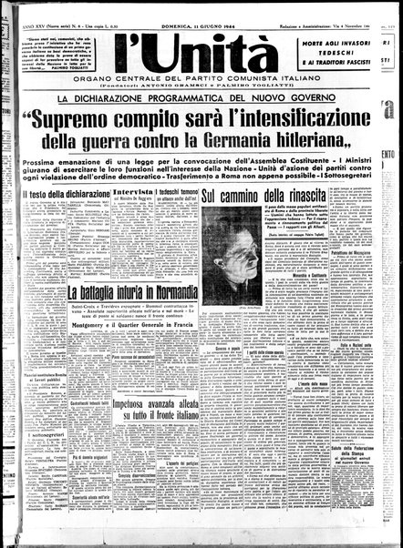 L'Unità : organo centrale del Partito comunista italiano